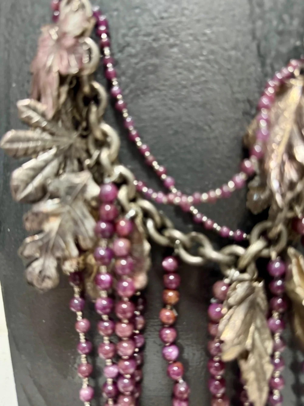 Custom Ruby Stone and Vintage Leaf Charm Necklace - The Only One - Art By Angela